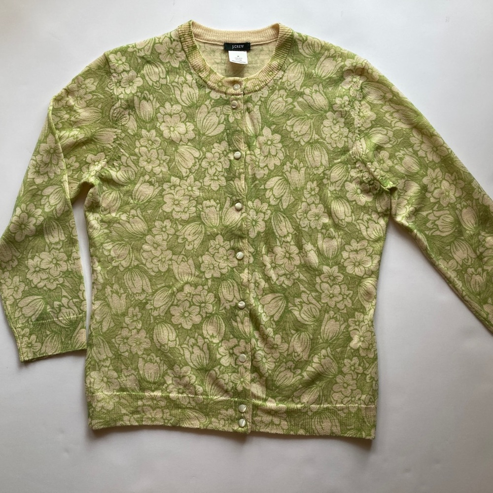 J. Crew Printed Lightweight Crewneck Cardigan